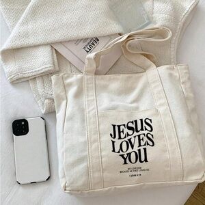 Cream Tote Bag with Inspirational Text
